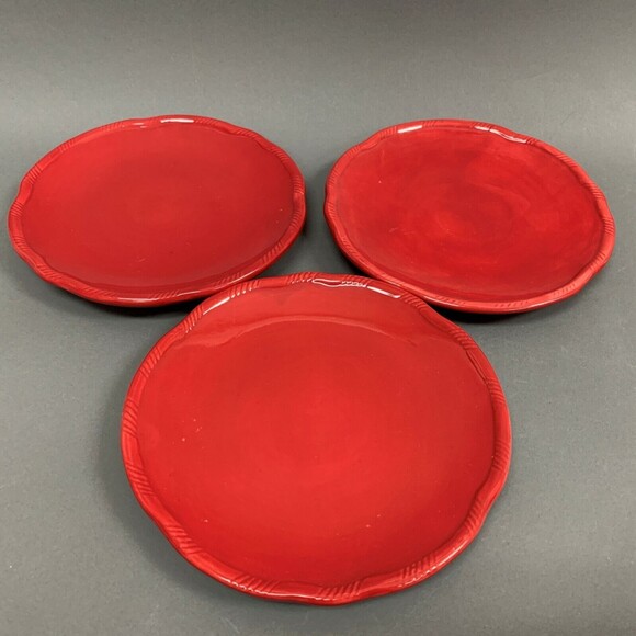 Tracy Porter Jolly Ol Snowy Salad Plates Red Lot of 3 - Picture 3 of 11